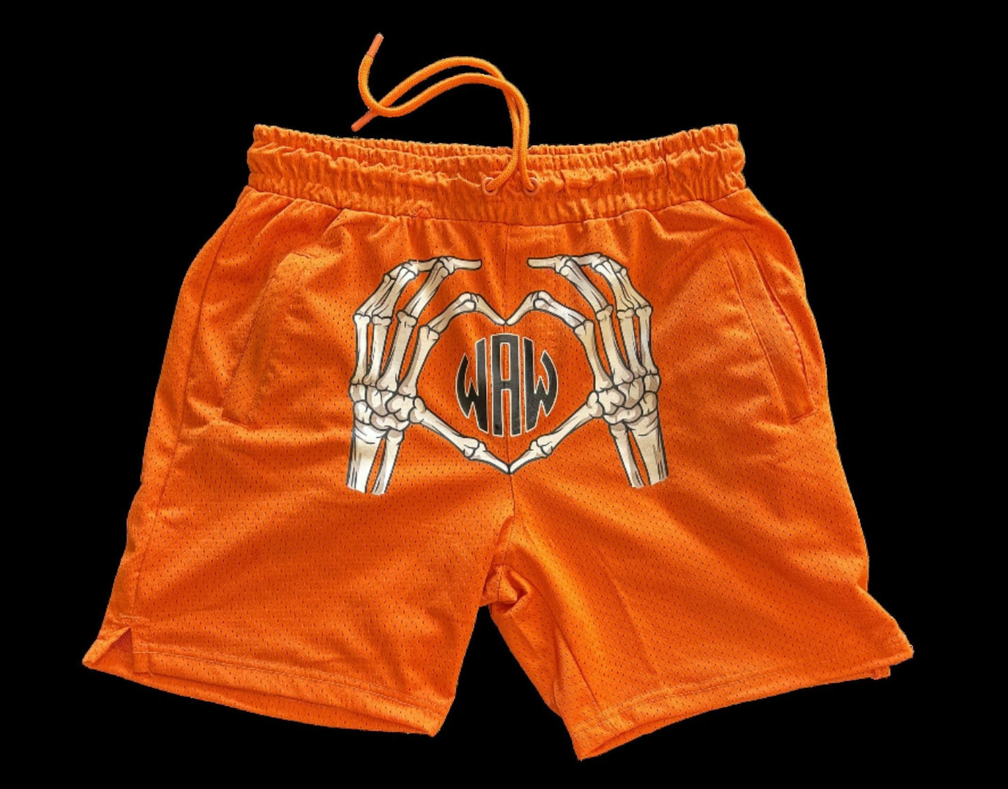 Orange WAW Zipper Shorts