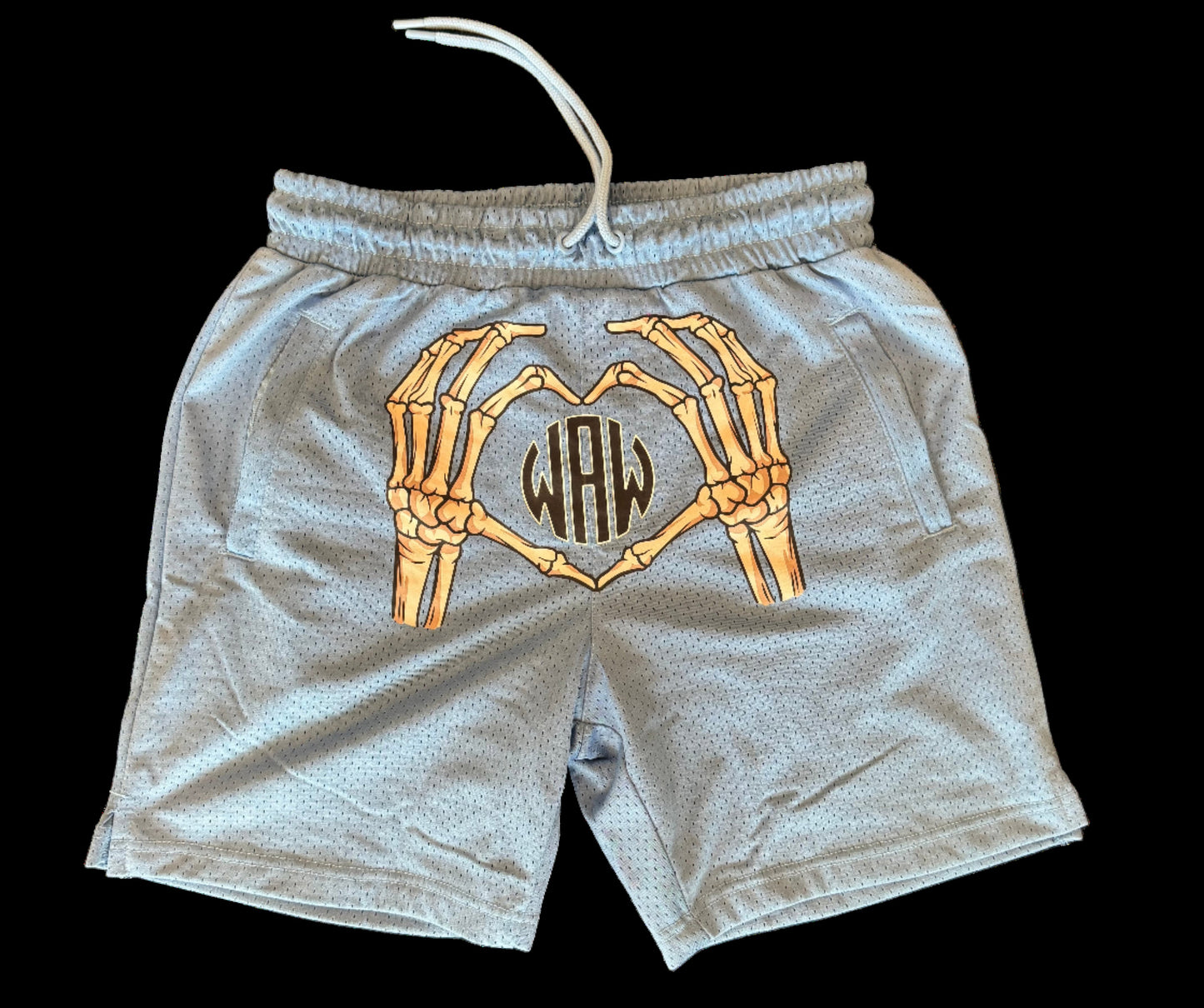 Sky Blue WAW Zipper Shorts