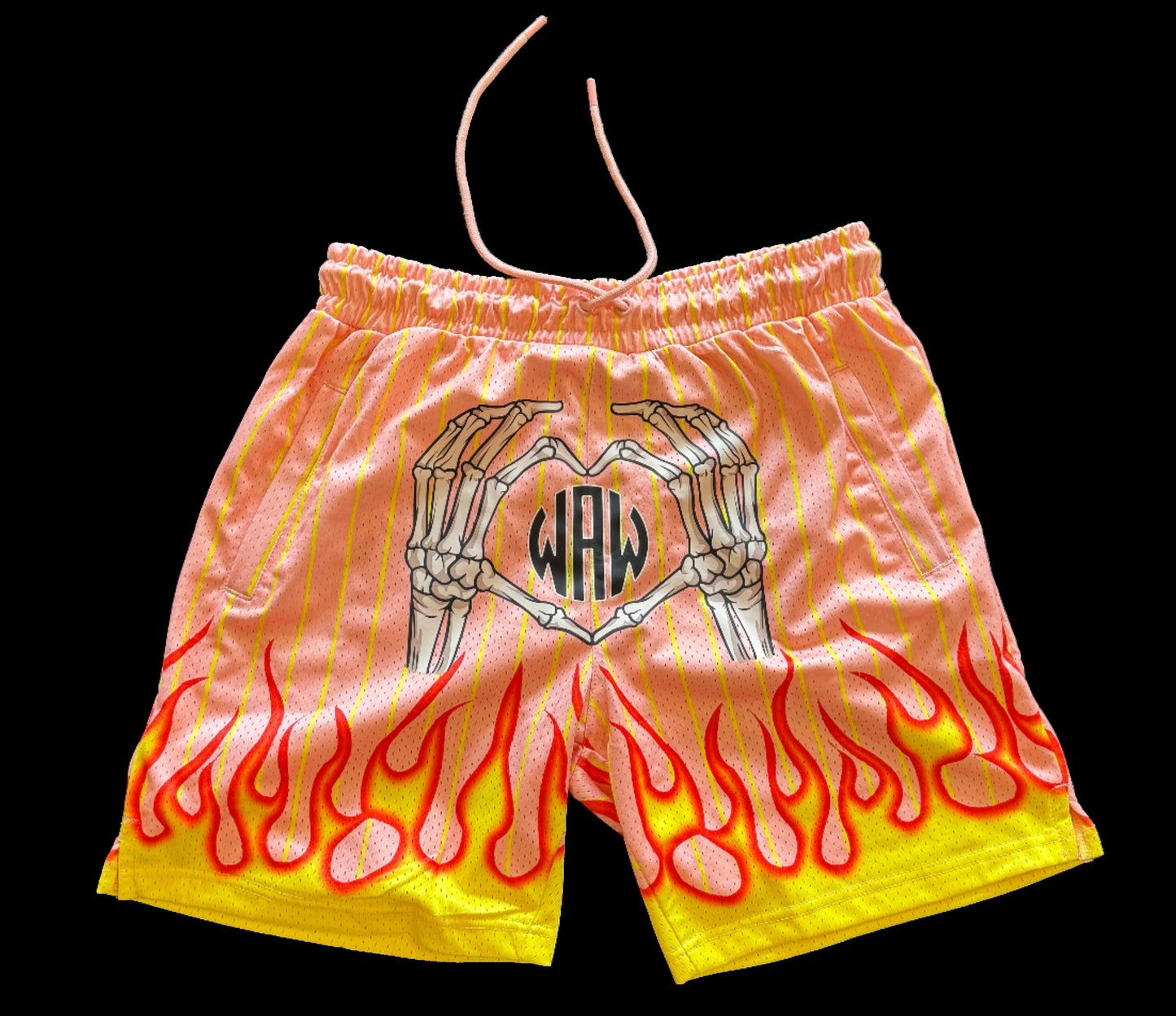Peach Fire WAW Zipper Shorts